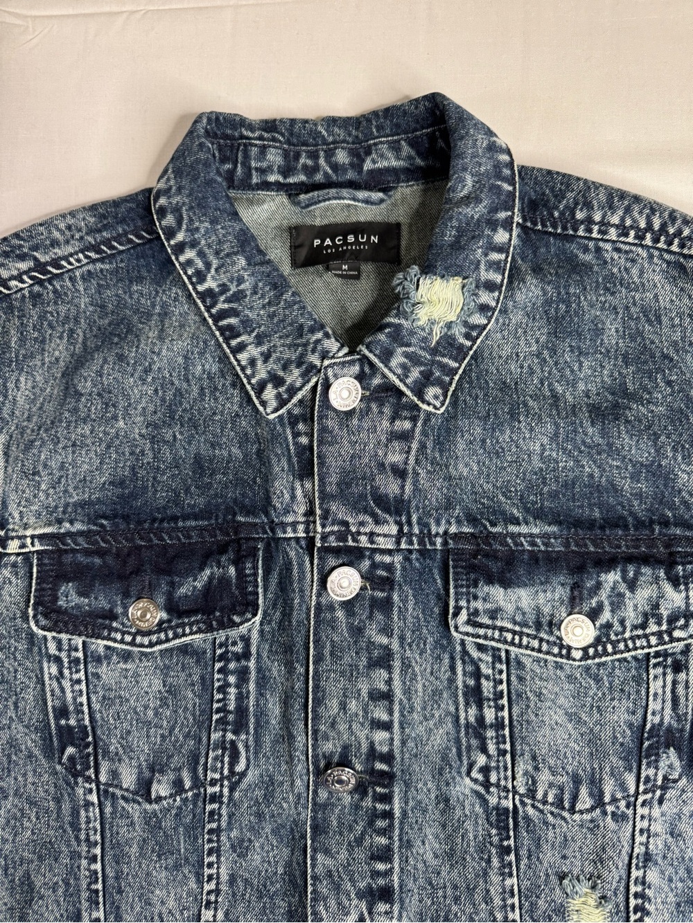 PacSun Distressed Acid-Wash Denim Jacket - Light Blue - Picture 2 of 10